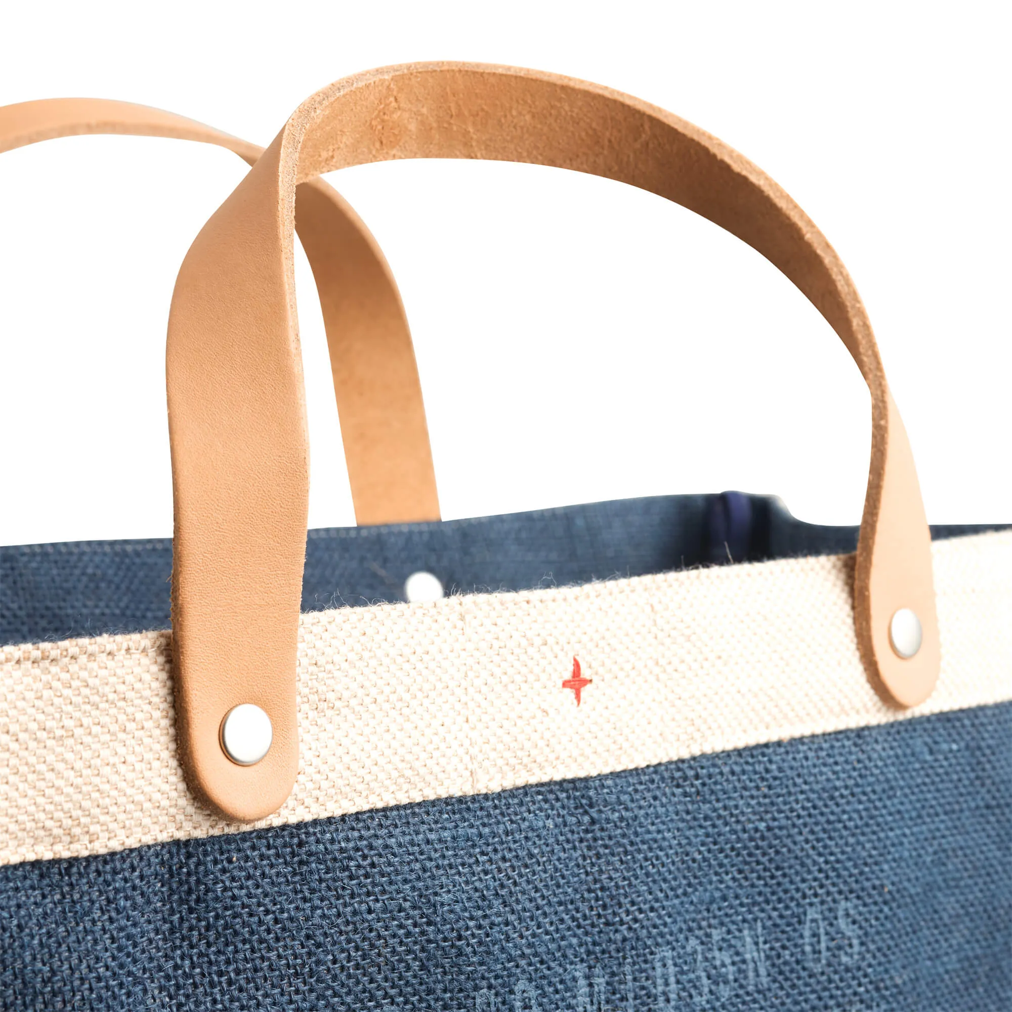 Petite Market Bag in Navy with Monogram