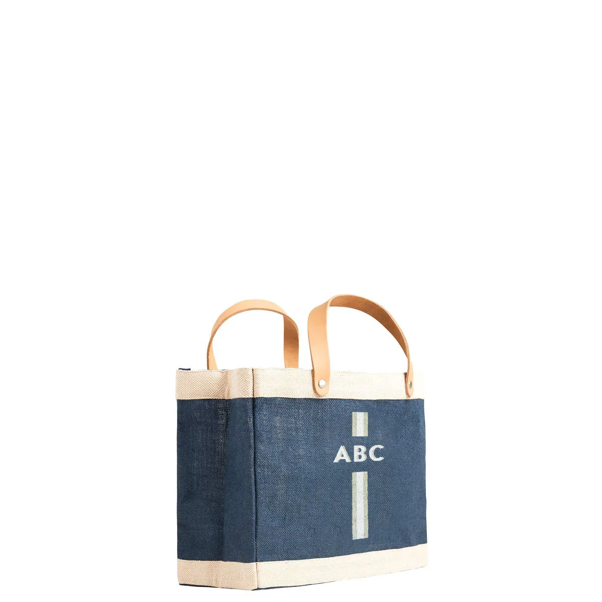 Petite Market Bag in Navy with Monogram