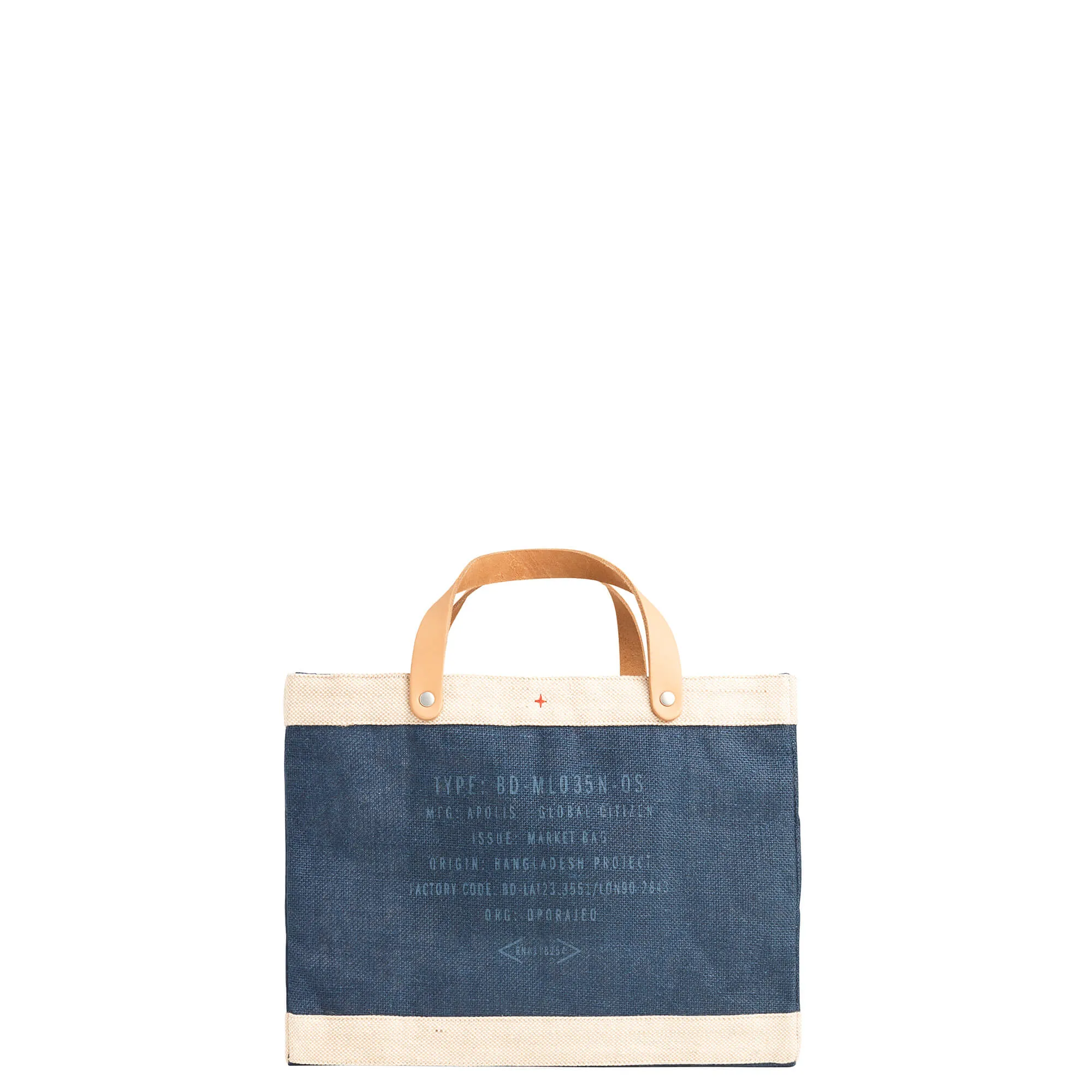 Petite Market Bag in Navy with Monogram