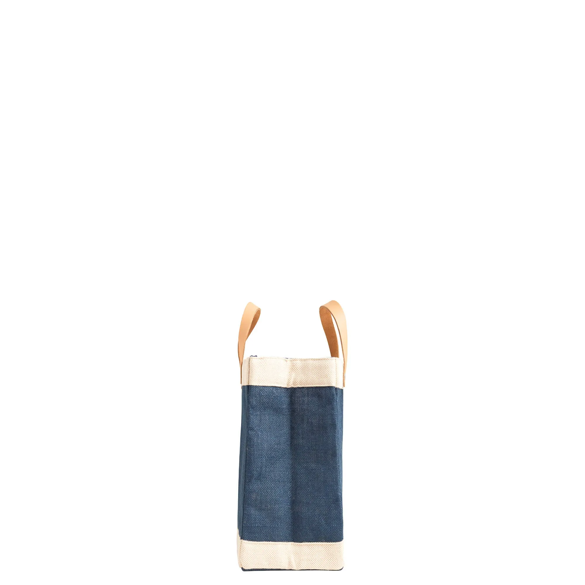 Petite Market Bag in Navy with Monogram