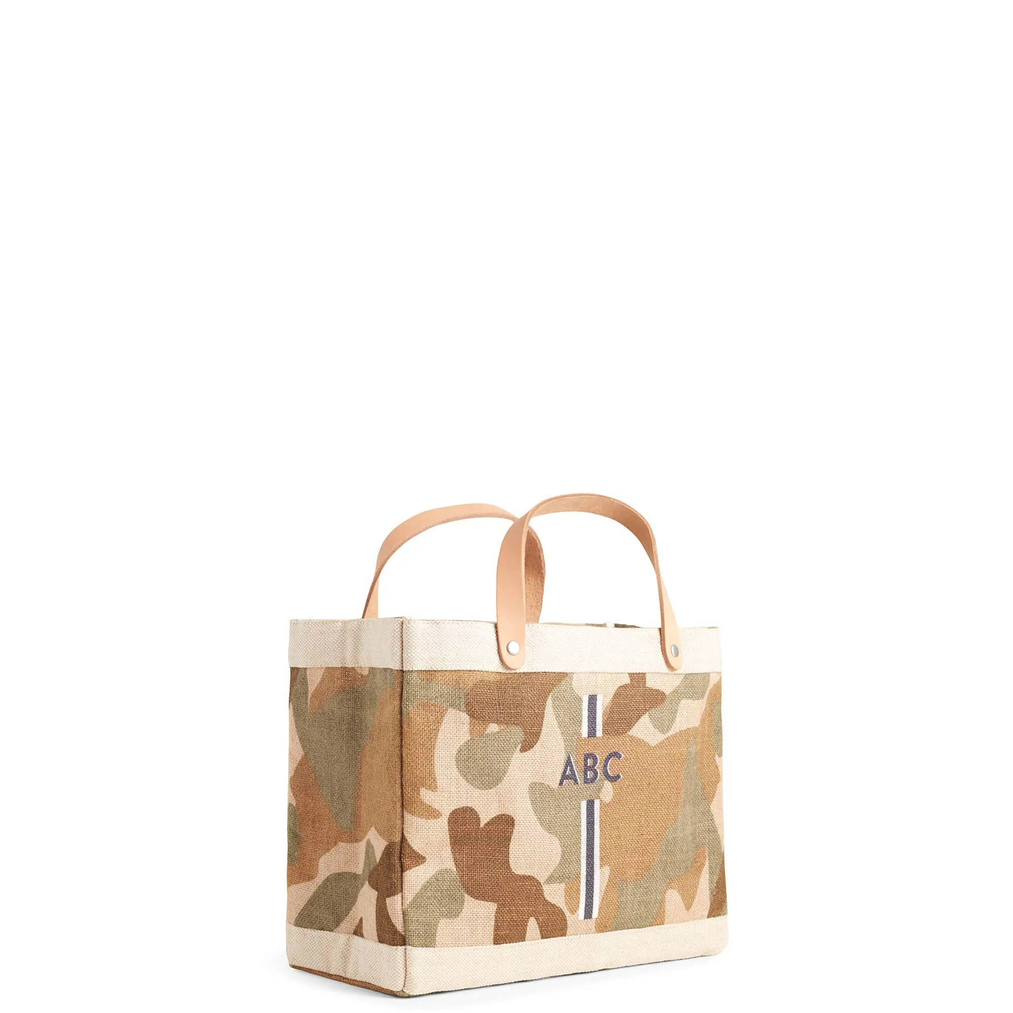 Petite Market Bag in Safari with Black Monogram