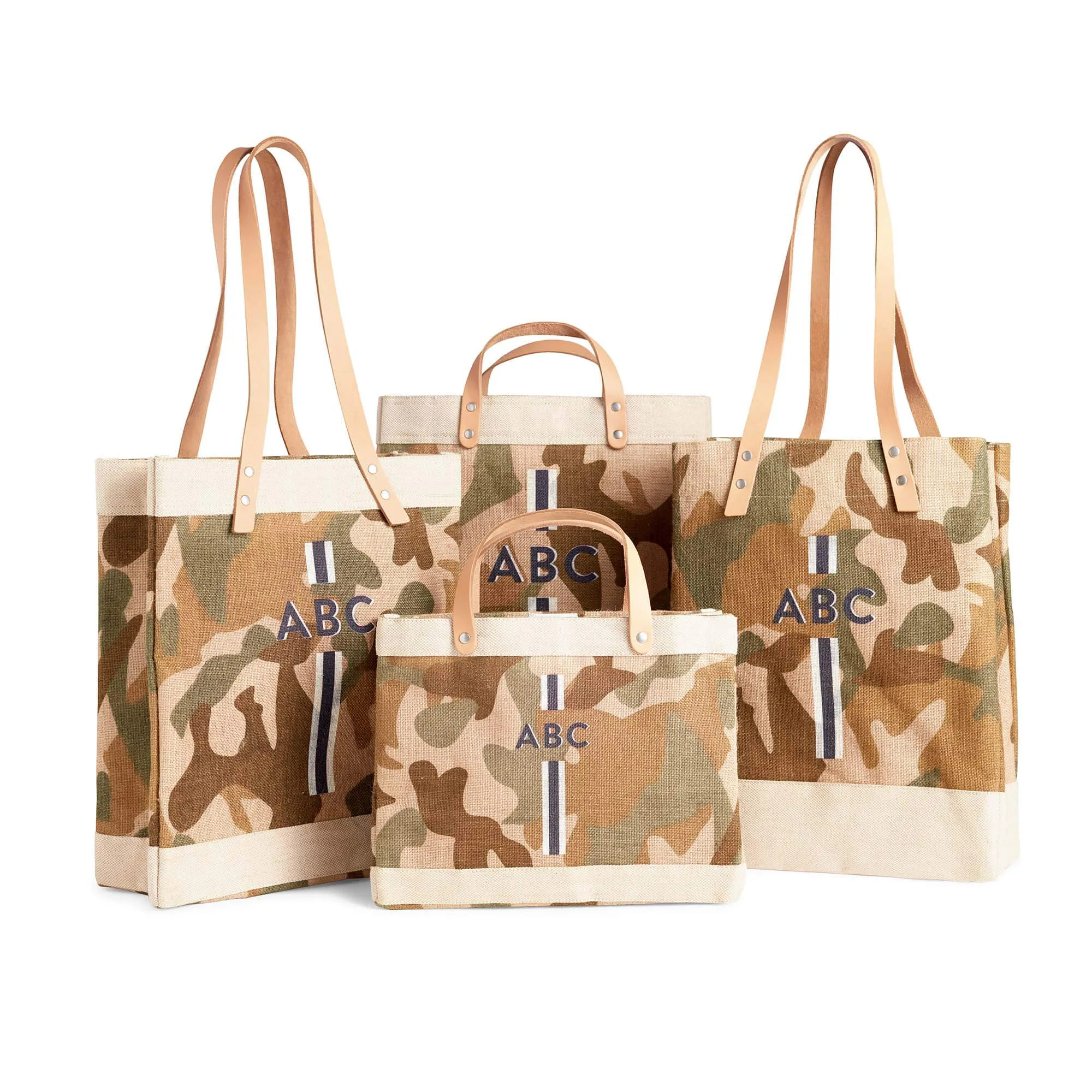 Petite Market Bag in Safari with Black Monogram