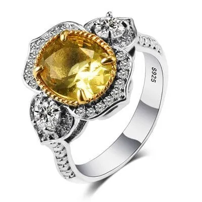 Precious Citrine Ring - 925 Sterling Silver