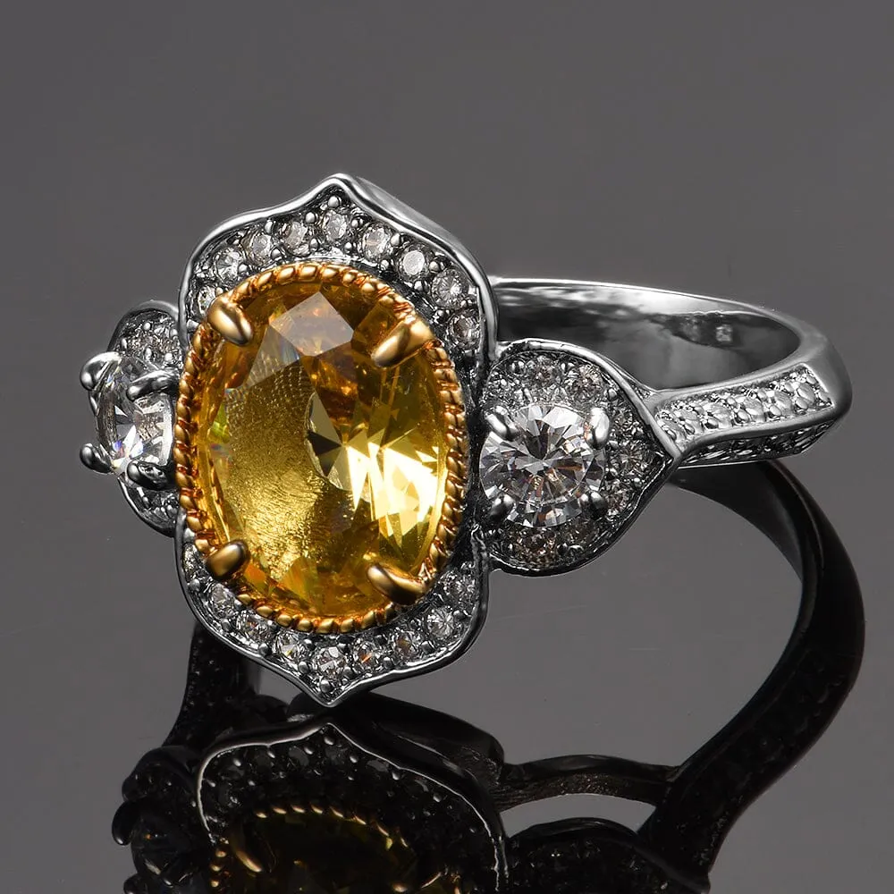 Precious Citrine Ring - 925 Sterling Silver