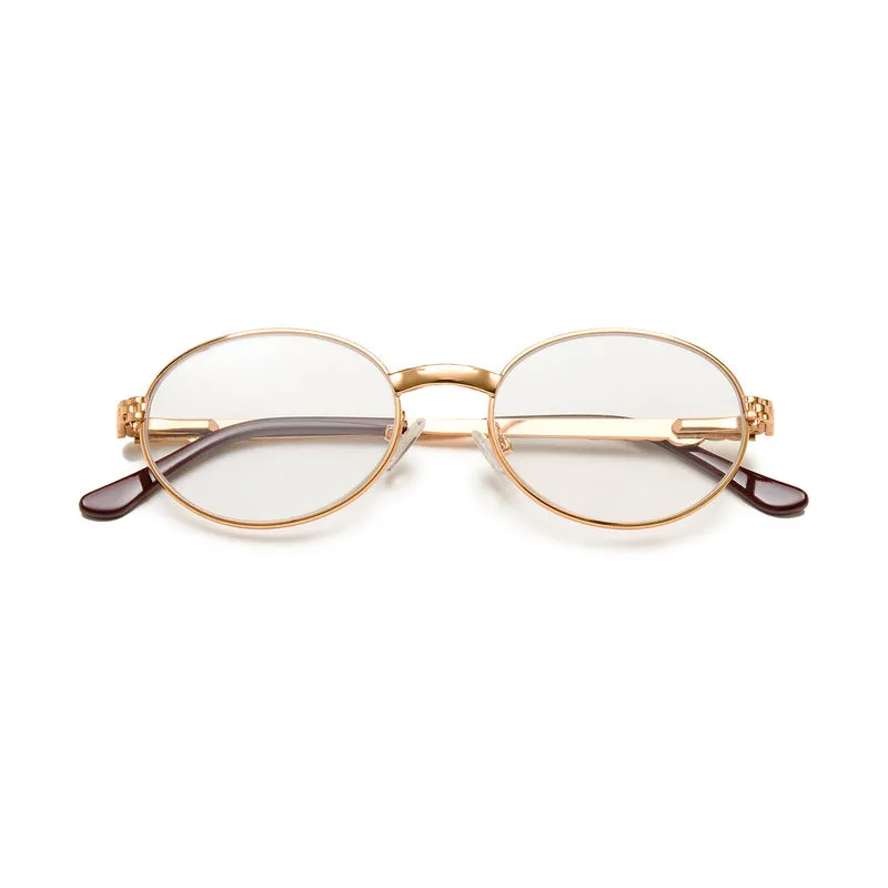 Prolific Gold Oval Frame Sunglasses - Clear