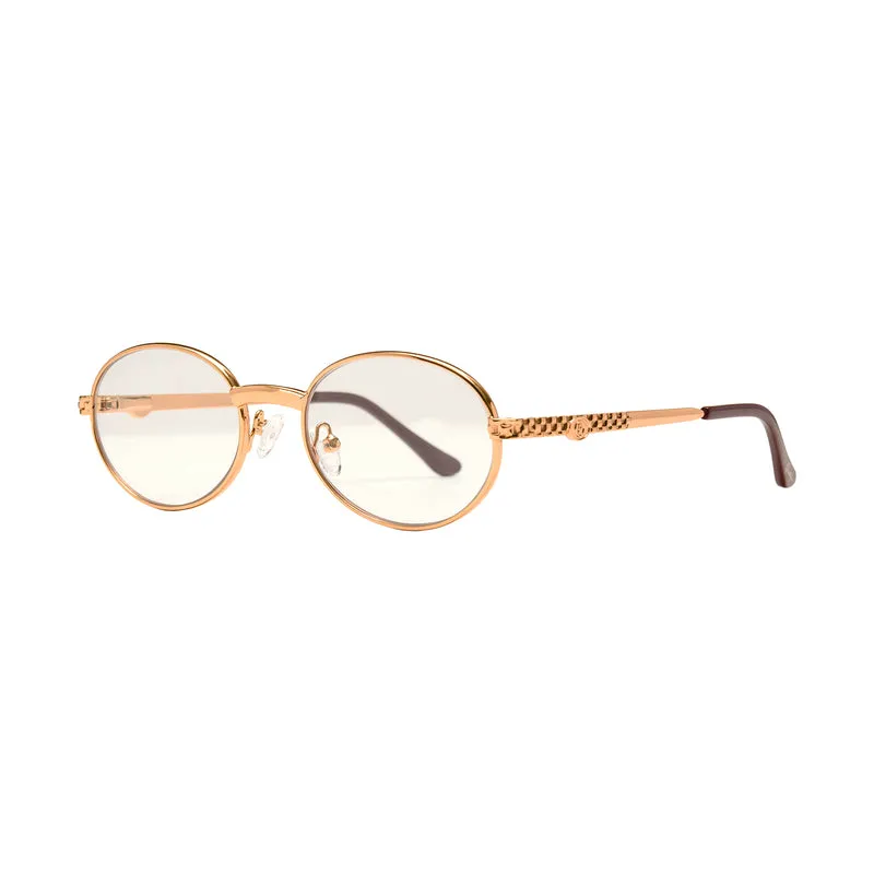 Prolific Gold Oval Frame Sunglasses - Clear