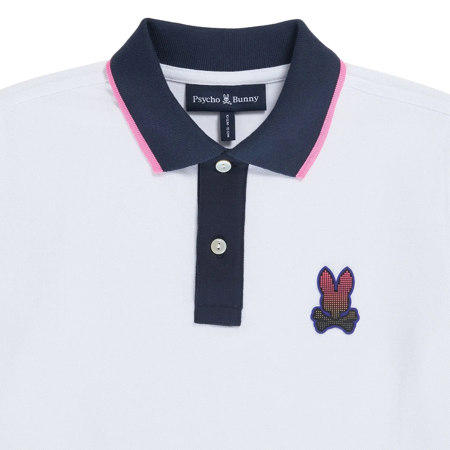 Psycho Bunny Kids Strype Pique Fashion Polo - White