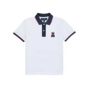 Psycho Bunny Kids Strype Pique Fashion Polo - White