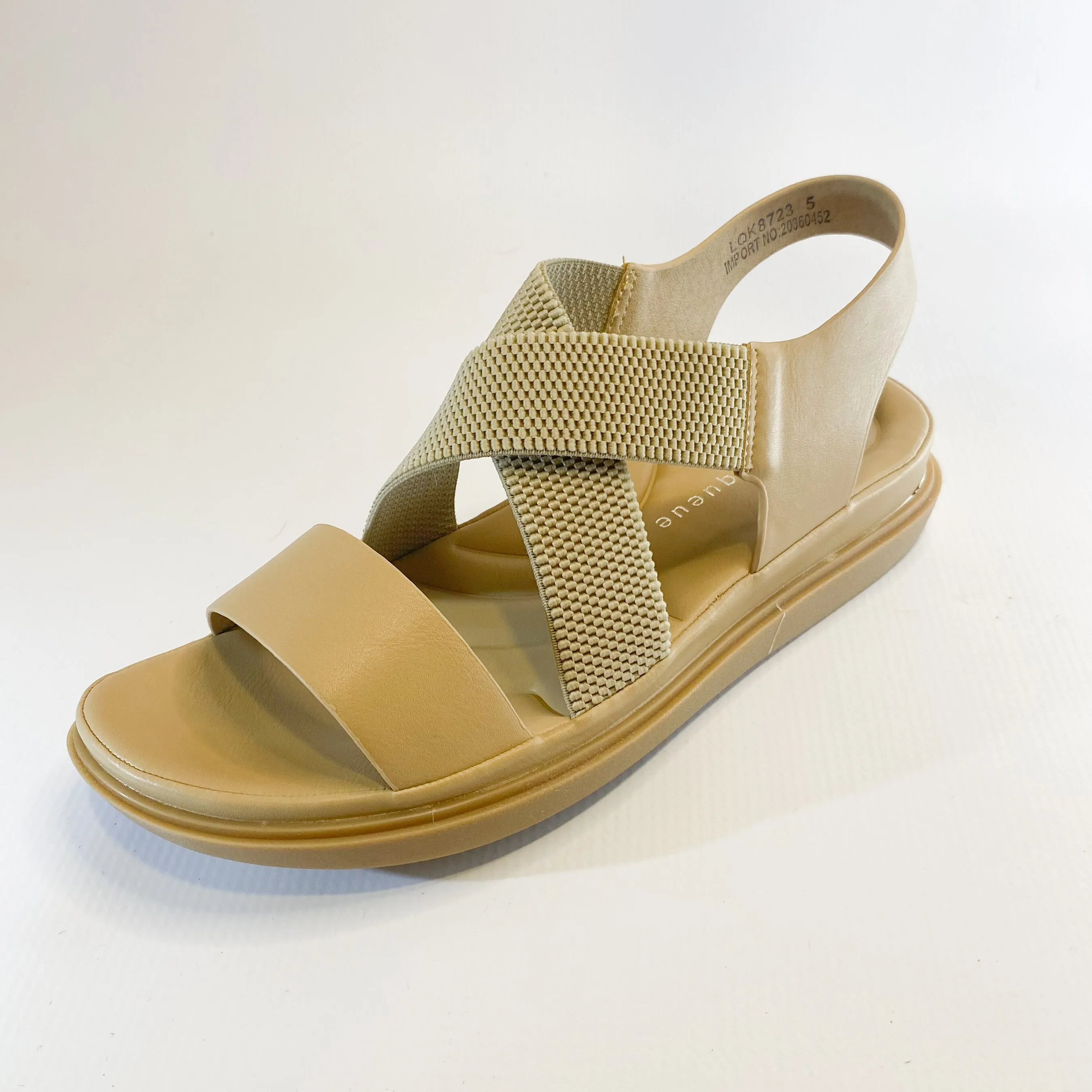 Queue beige elasticated flatform sandal