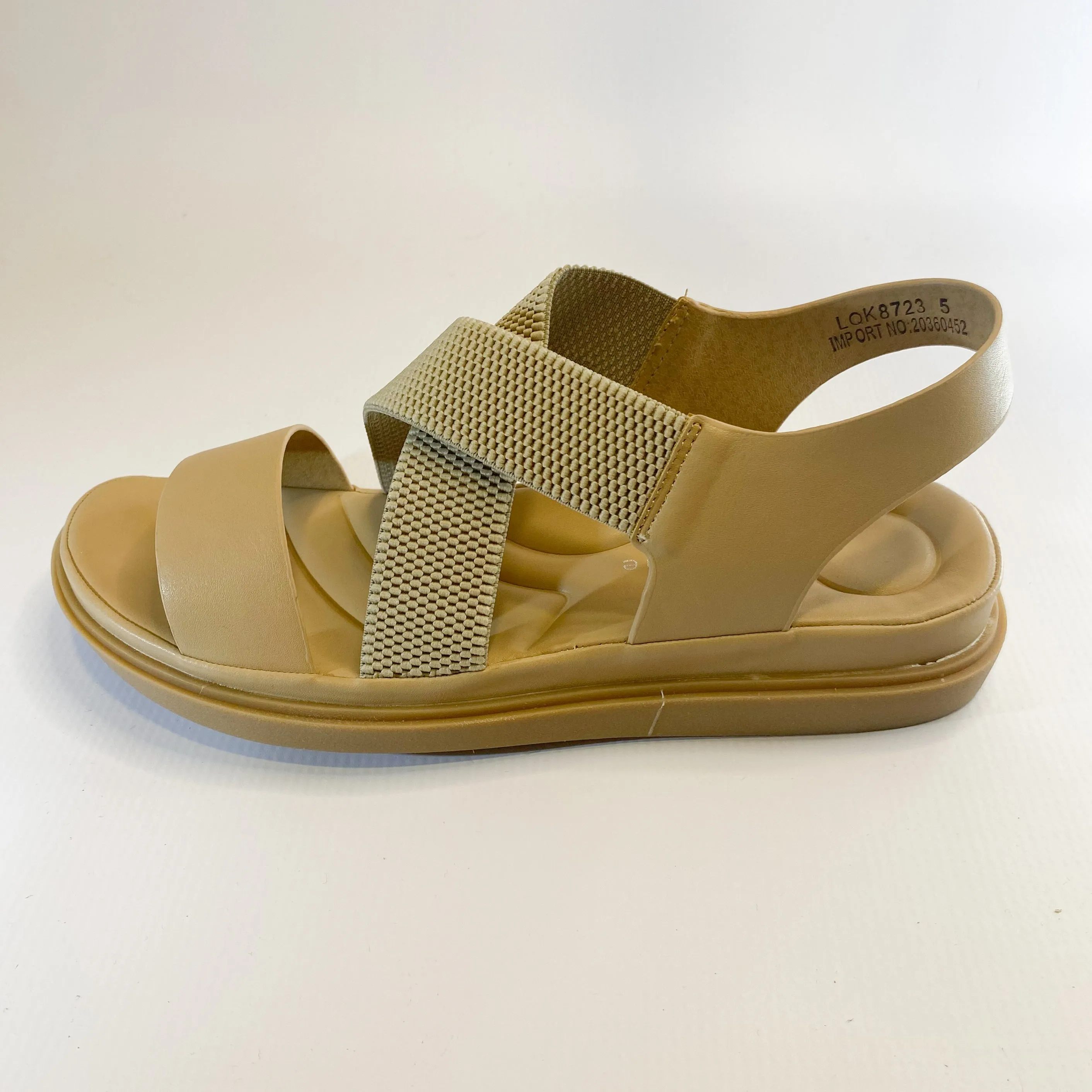 Queue beige elasticated flatform sandal