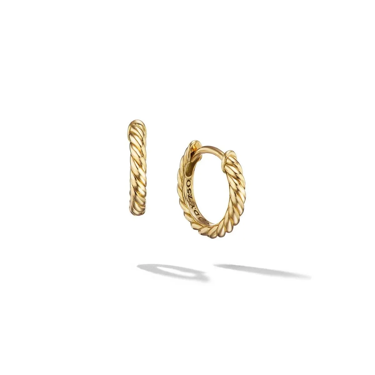 Sculpted Cable Huggie Hoop Earrings in 18K Yellow Gold