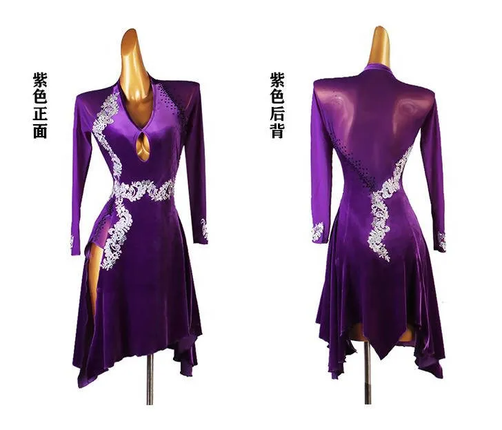 Serenade Latin Dance Outfits | Red/Green/Purple/Black/Blue | LQ207