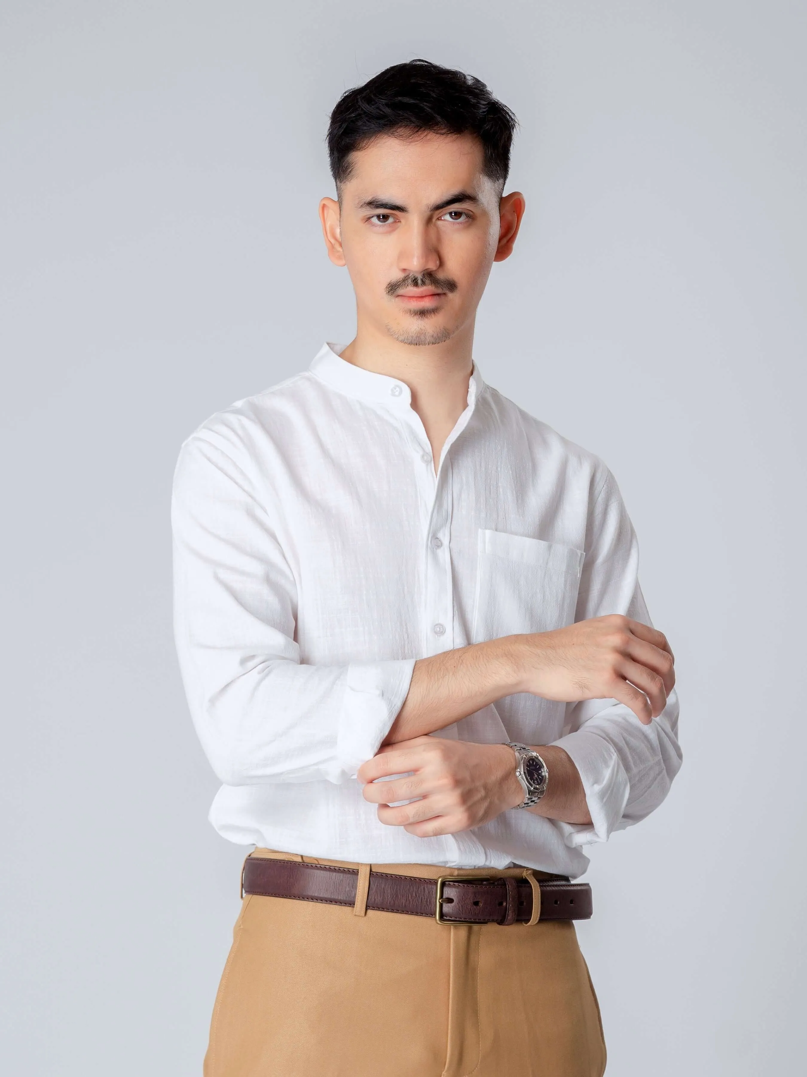 Stand Collar Shirt - White