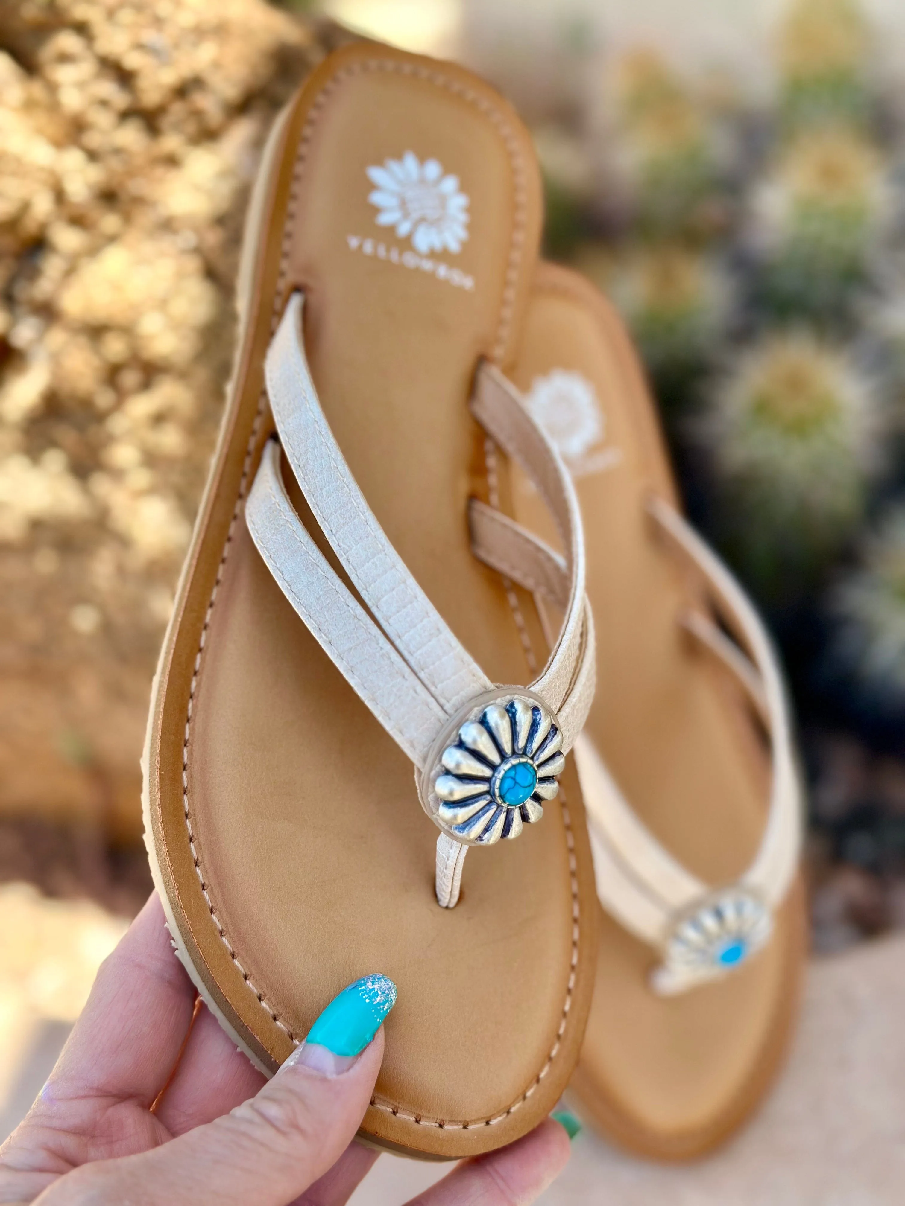 The Cream Cinco Turquoise Concho Flip Flop