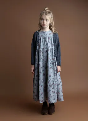 Tocoto Vintage Flower Print Long Dress in Grey