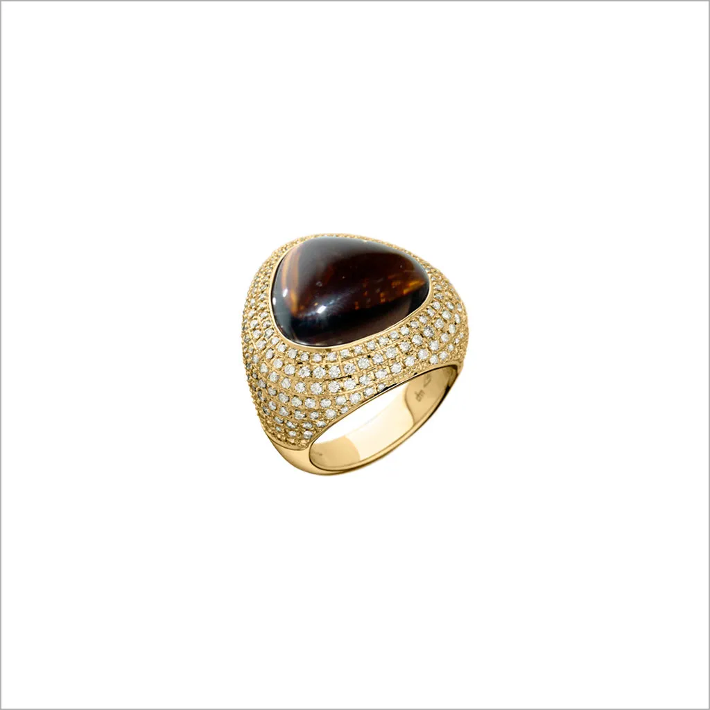 Triadra 18K Gold & Smoky Quartz Ring with Diamonds