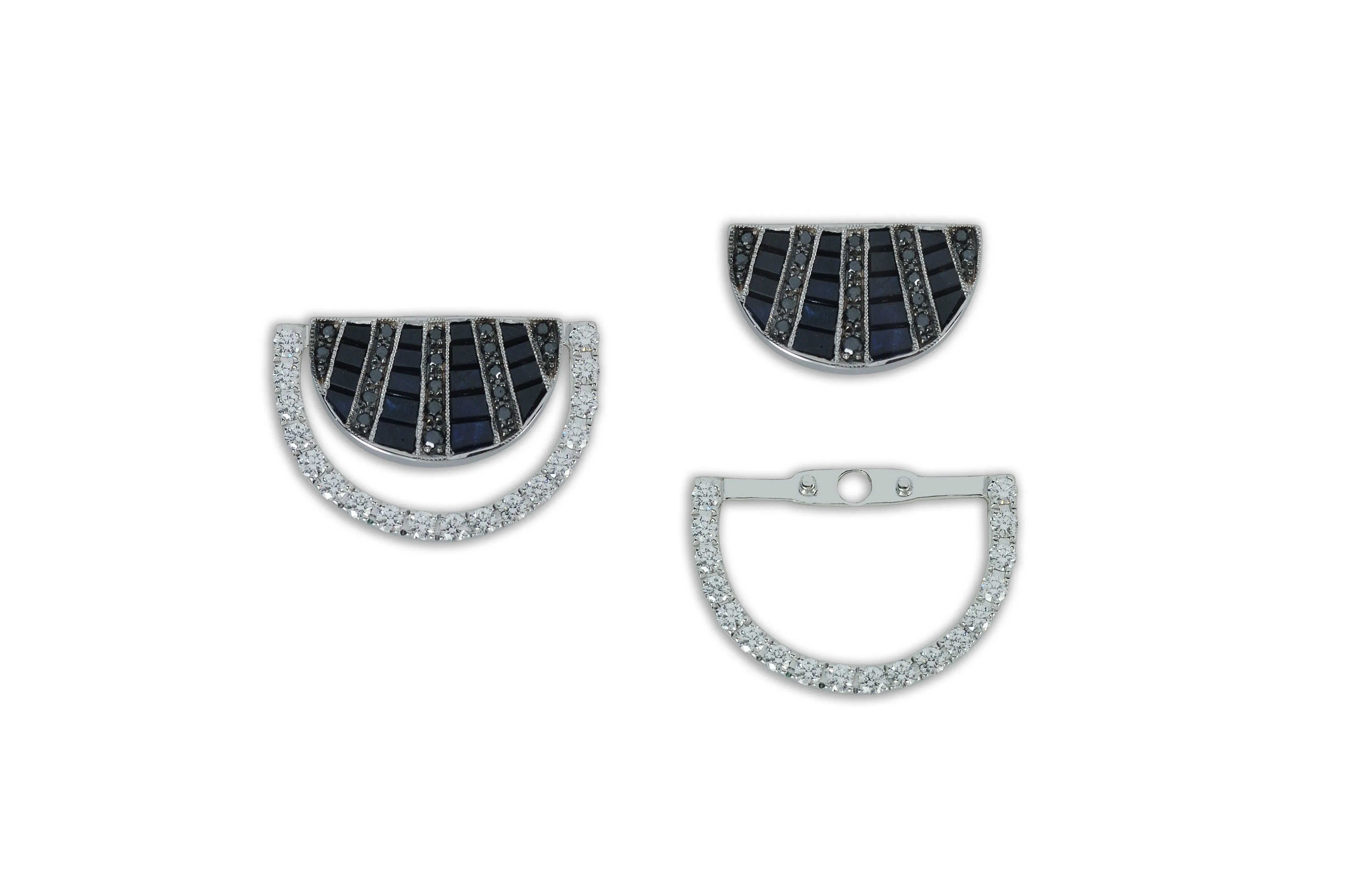 Twist Reflection Diamond Stud Ear Jacket Earrings