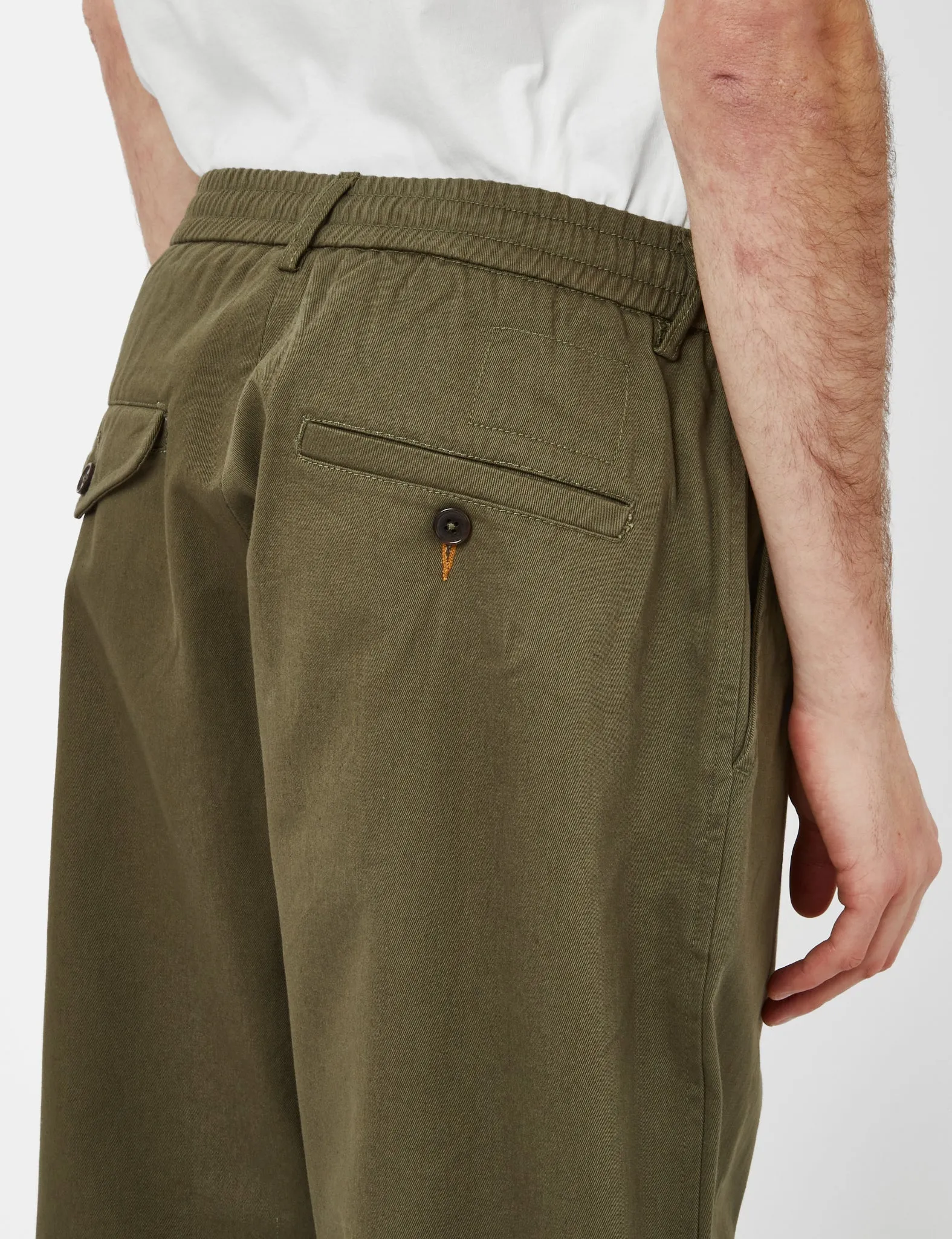 Universal Works Pleated Track Pant (Relaxed) - Light Olive Green