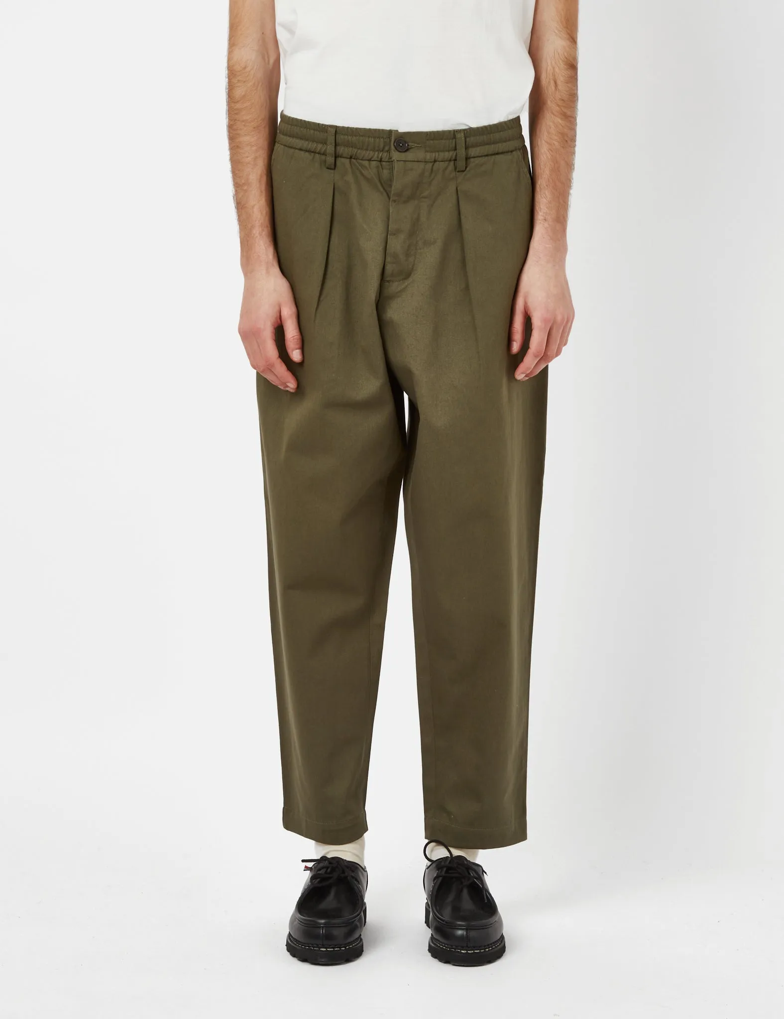 Universal Works Pleated Track Pant (Relaxed) - Light Olive Green