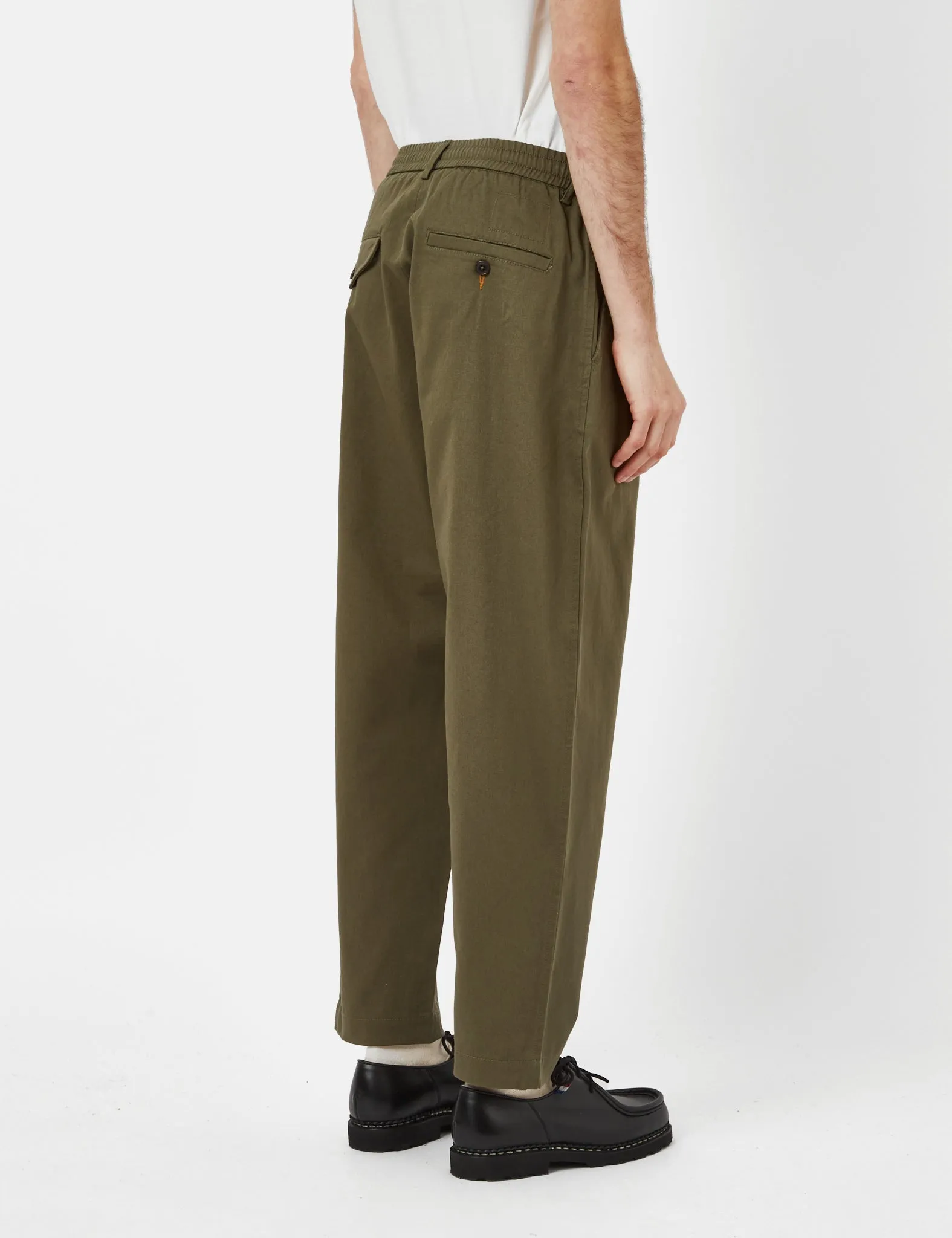 Universal Works Pleated Track Pant (Relaxed) - Light Olive Green