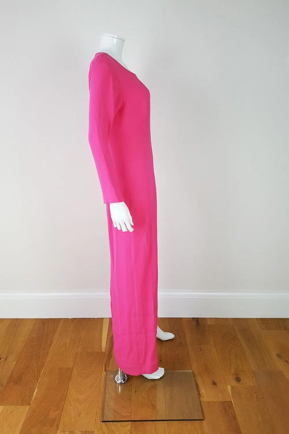 UNLABELLED Fuchsia Pink Long Sleeved Maxi Dress (M)