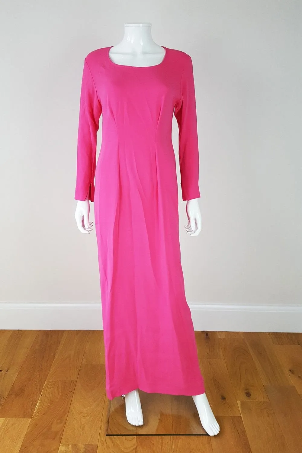 UNLABELLED Fuchsia Pink Long Sleeved Maxi Dress (M)