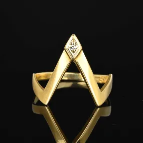 Vintage 14K Gold Diamond Chevron Ring