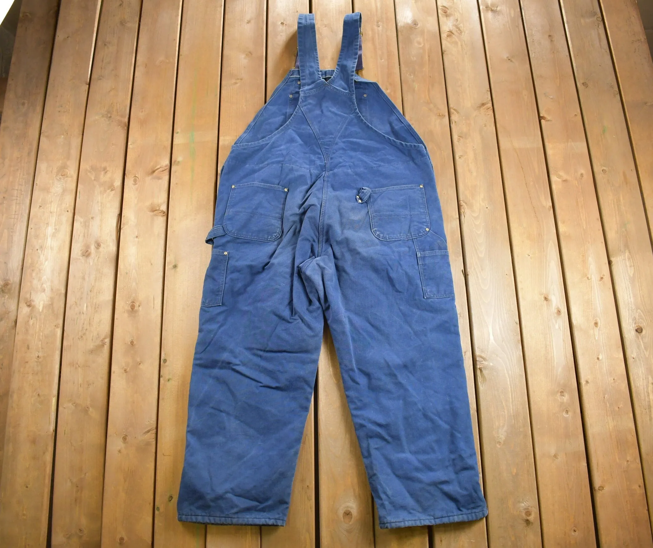 Vintage 1980s Carhartt Blue Canvas Double Knee Overalls / Thermal Lined / Utility Overalls / Vintage Workwear / Coveralls / Made in USA