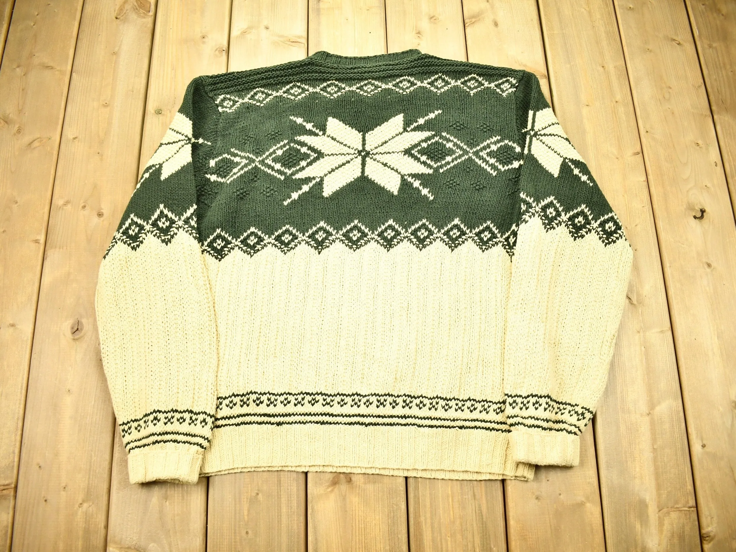 Vintage 1990s Polo Ralph Lauren Snowflake Knit Crewneck Sweater / Vintage Polo / Outdoorsman / Earth Tones / Vintage Ralph Lauren