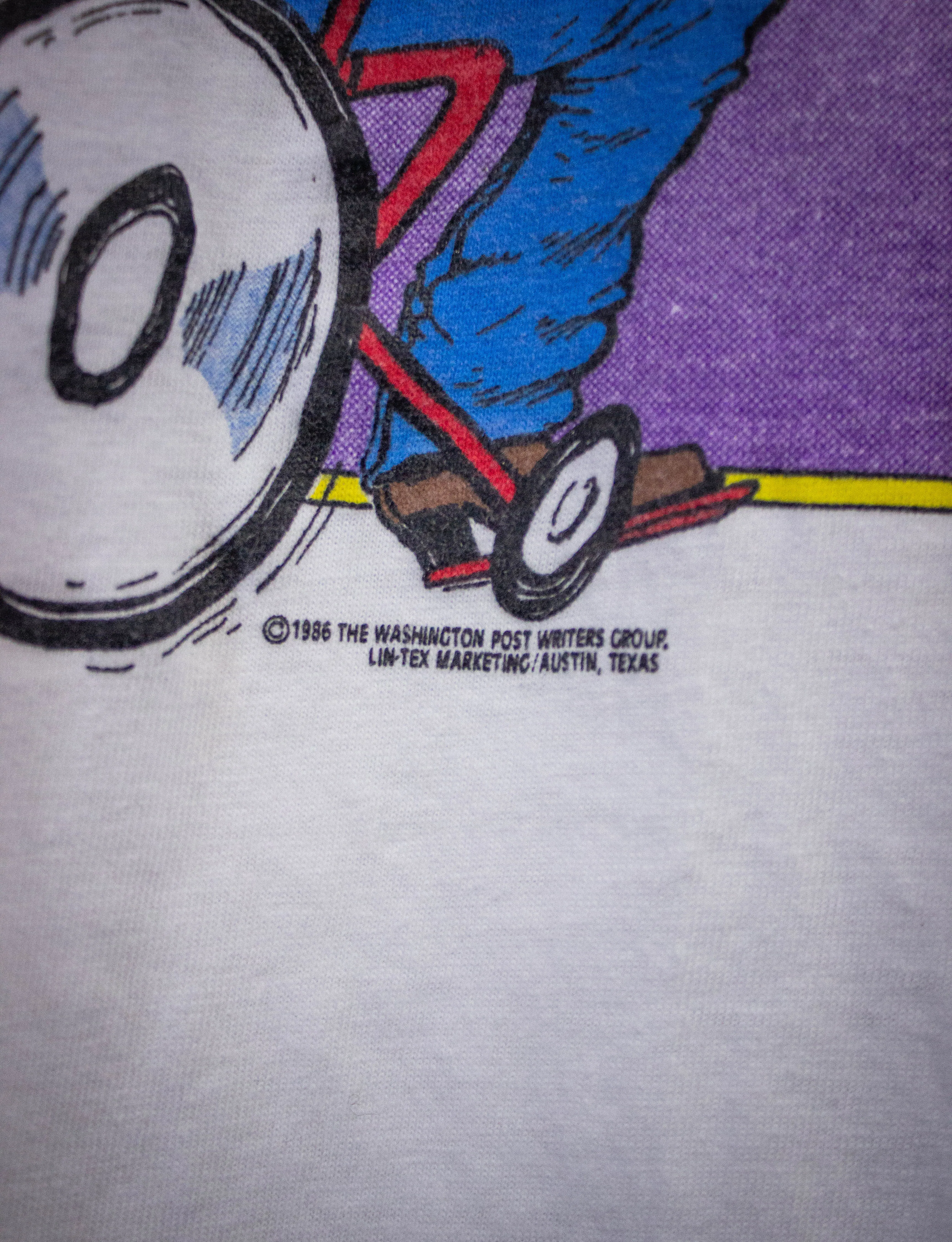 Vintage Ahead Warp Zillion Washington Post Cartoon Graphic T Shirt 1986 White Large