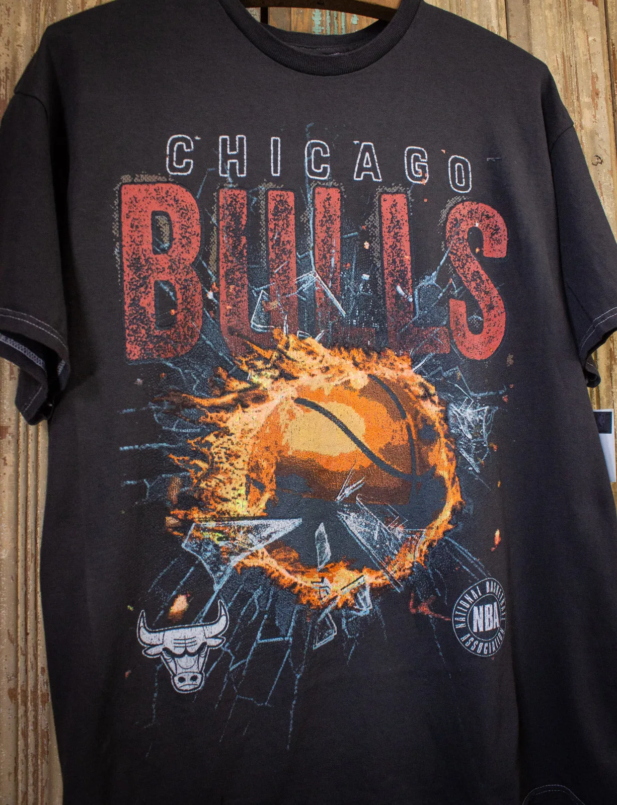 Vintage Chicago Bulls Shattered Backboard Deadstock Graphic T Shirt Black Large