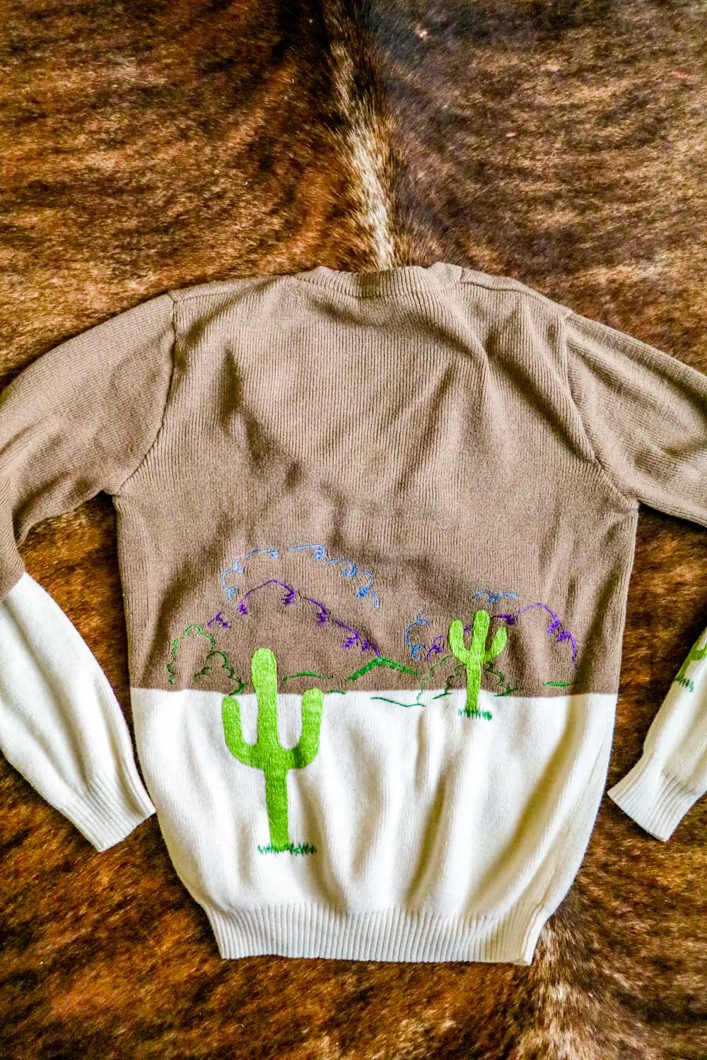 Vintage Embroidered Western and Cactus Horse Sweater