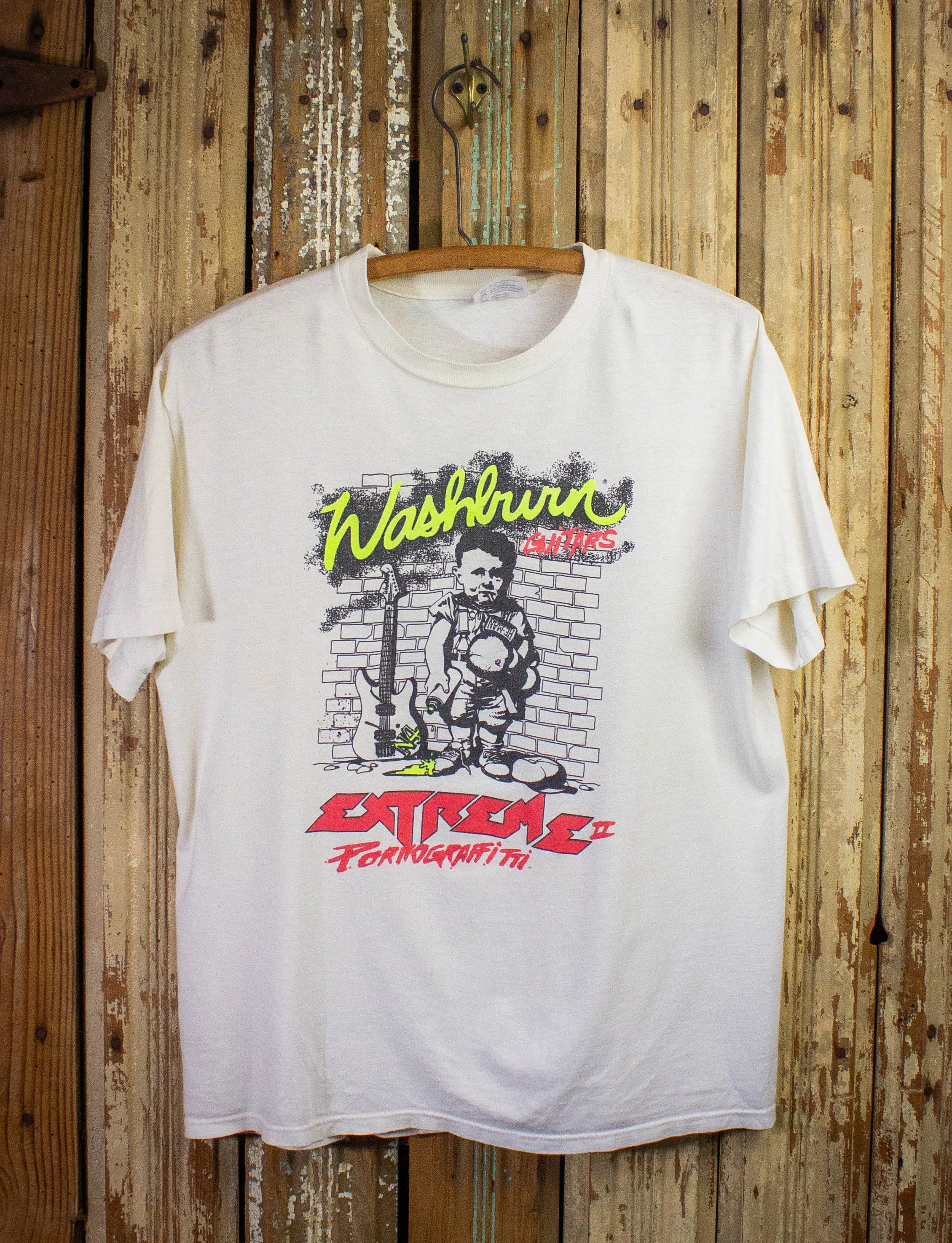 Vintage Extreme Washburn Guitars Concert T Shirt 90s White Medium