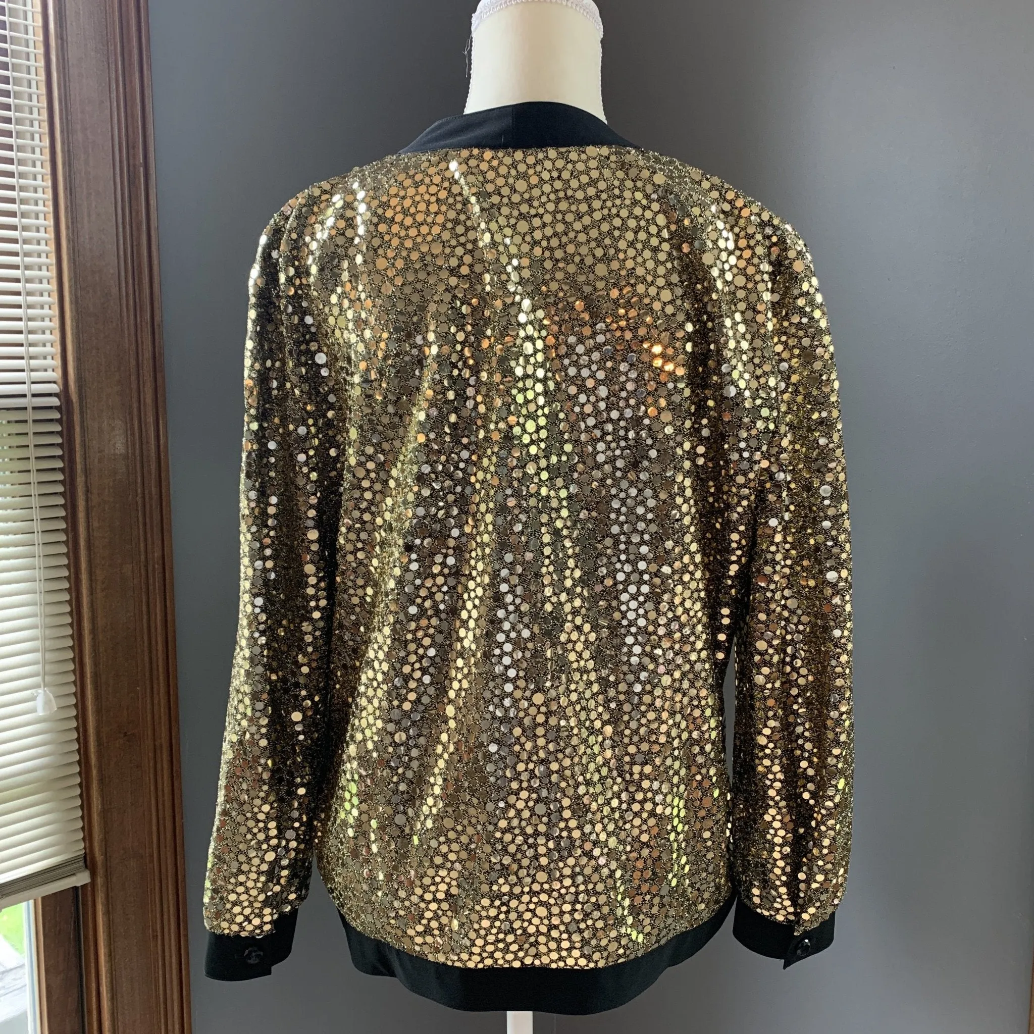 Vintage Gold Sequin Cardigan or Jacket by Edith Flagg's Three Flaggs Vintage Fashion.