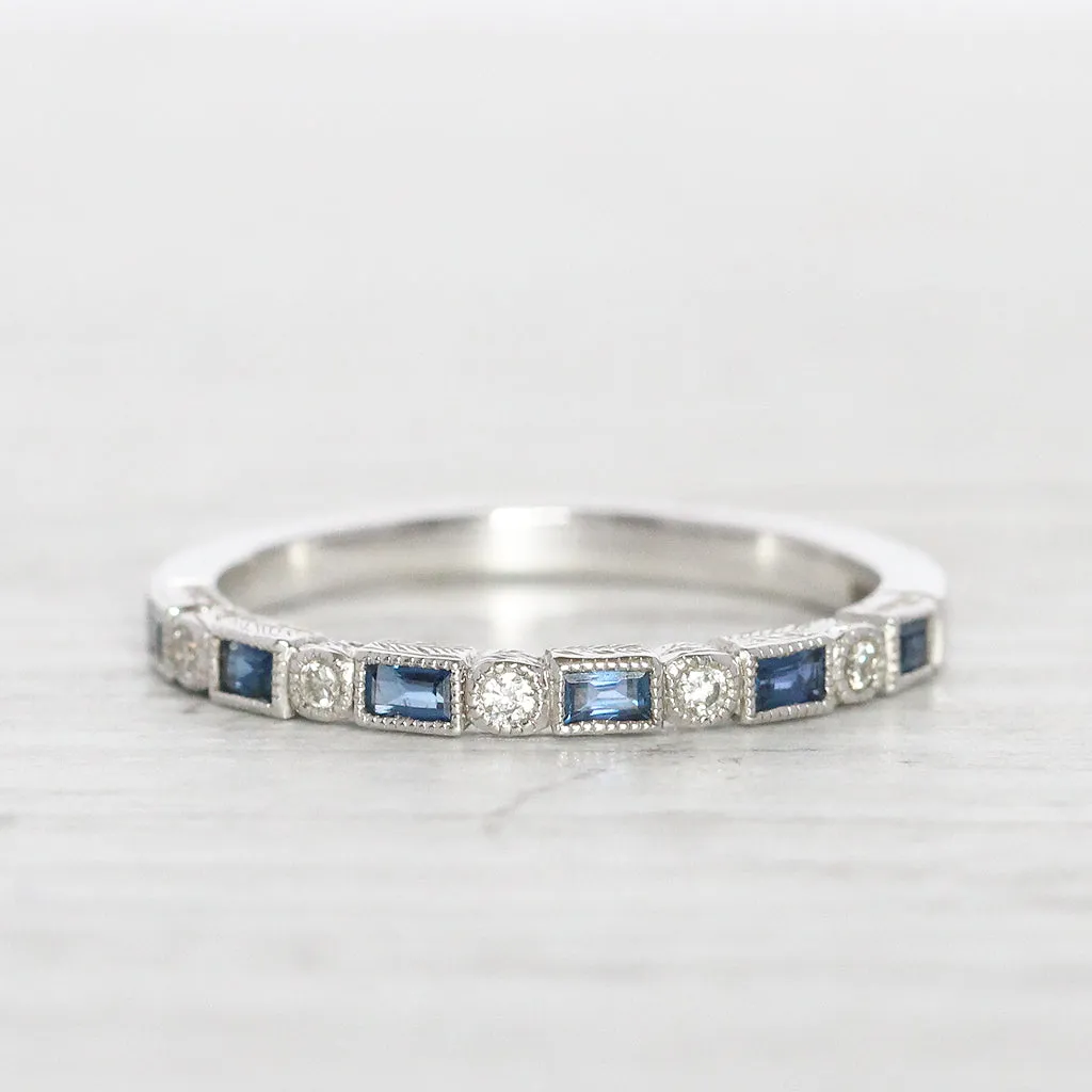 Vintage Style Sapphire and Diamond Band