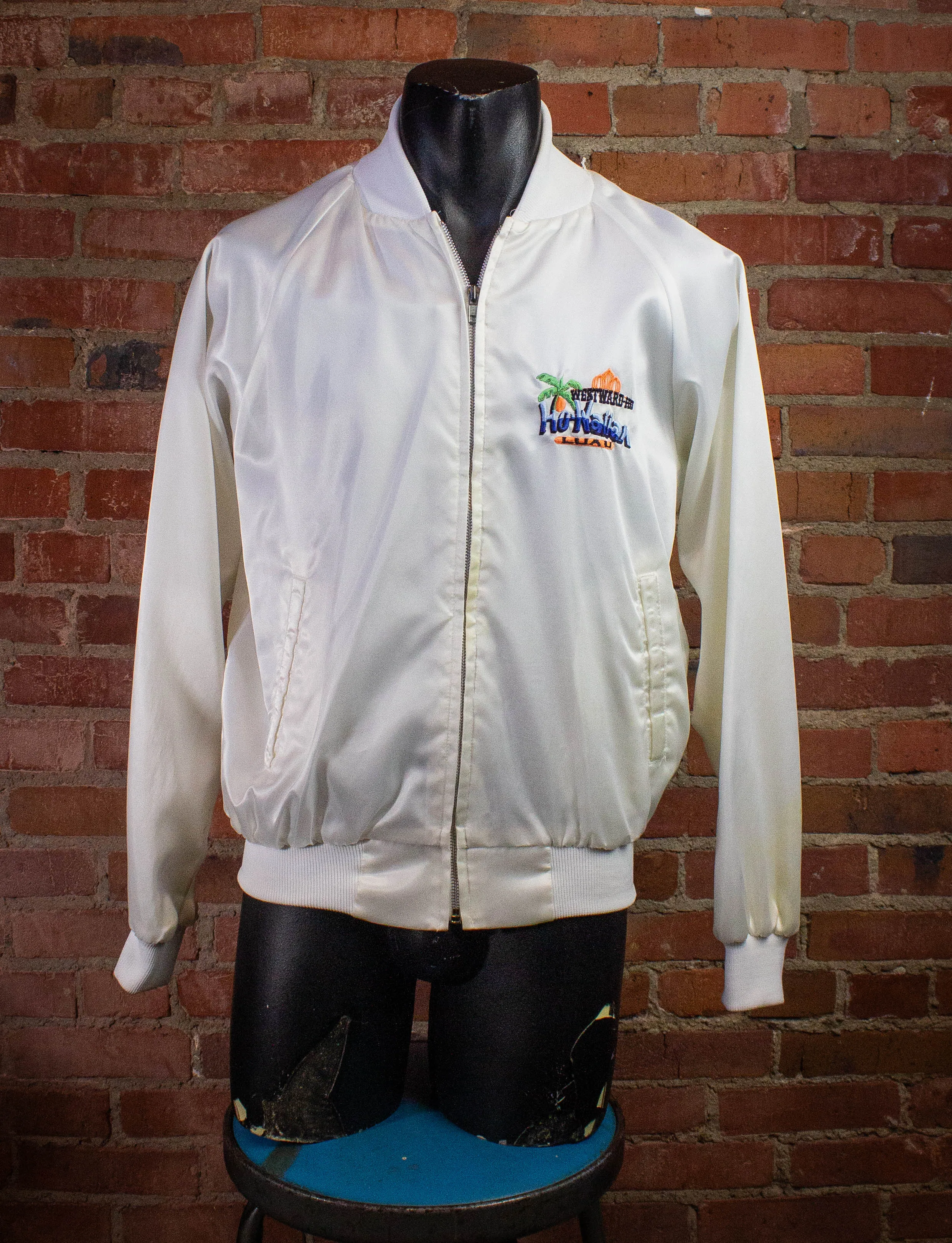 Vintage Westward Ho-Waiian Casino Nylon Jacket 80s White Medium