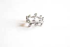 Wholesale 925 Sterling Silver CZ Laurel Ring- Sterling Silver Cubic Zirconia Branch Olive Leaves, Stacking Ring, Minimalist Ring, Midi ring, CZ Ring