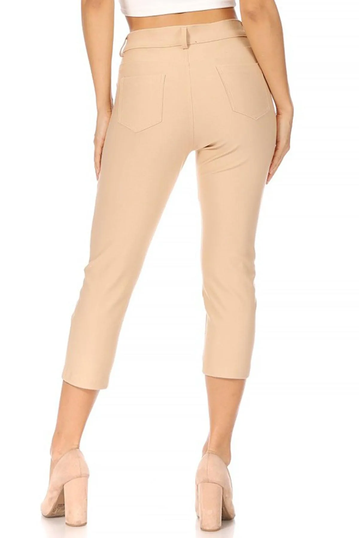 Women's Casual Comfy Slim Pocket Capri Pants