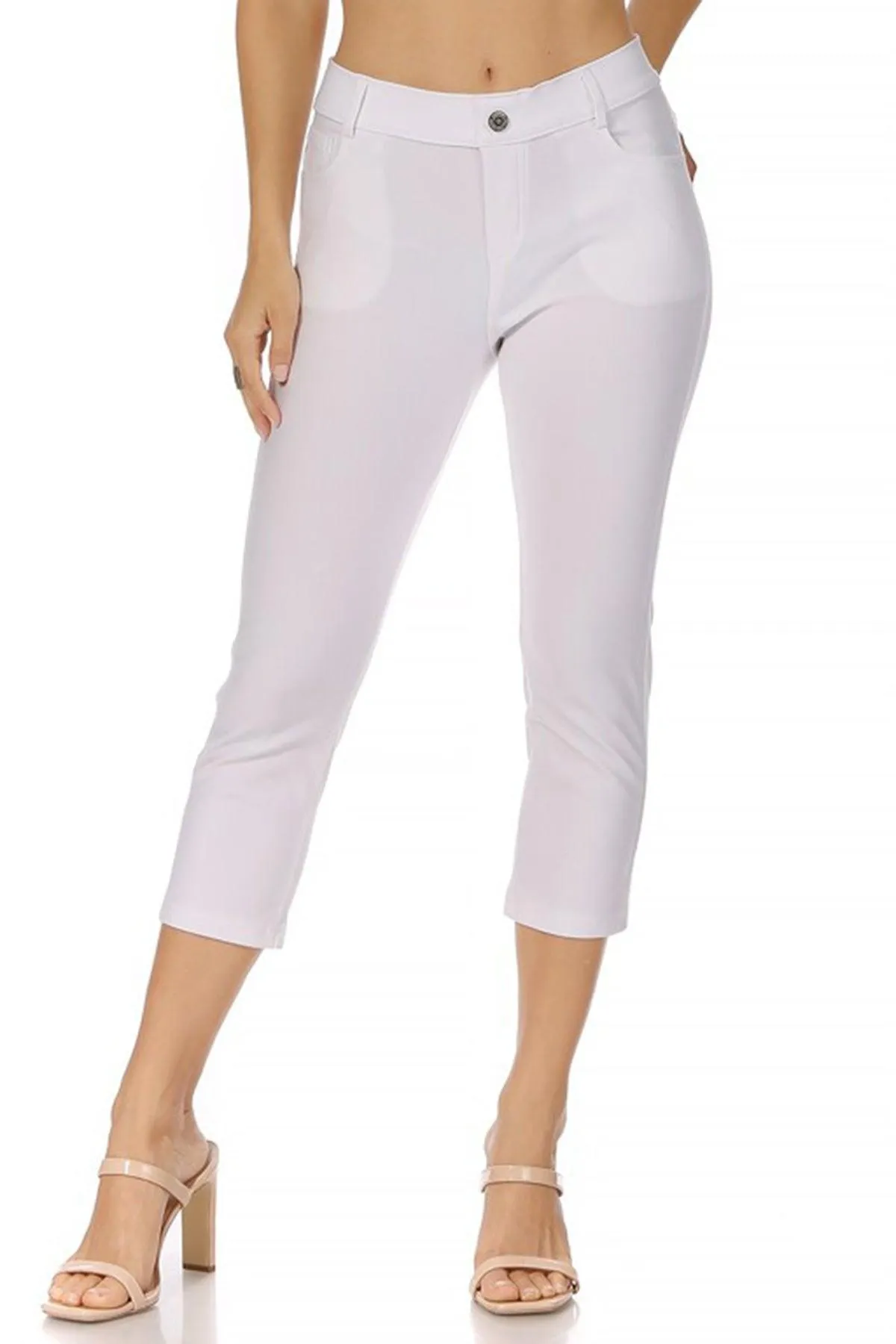 Women's Casual Comfy Slim Pocket Capri Pants