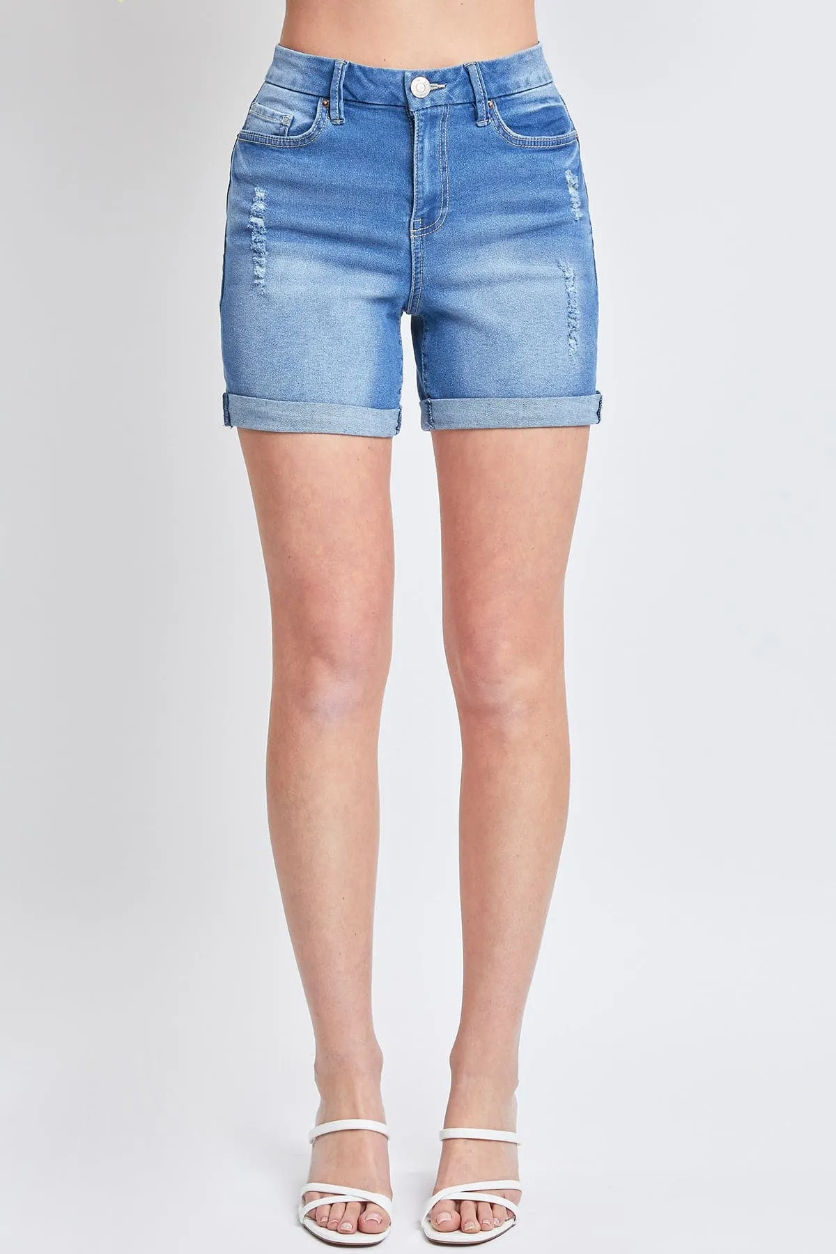 Women's Curvy Fit  Shorts With Cuffed Hem