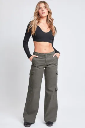 Women's High Rise Double Pocket Wide Leg Cargo Pants