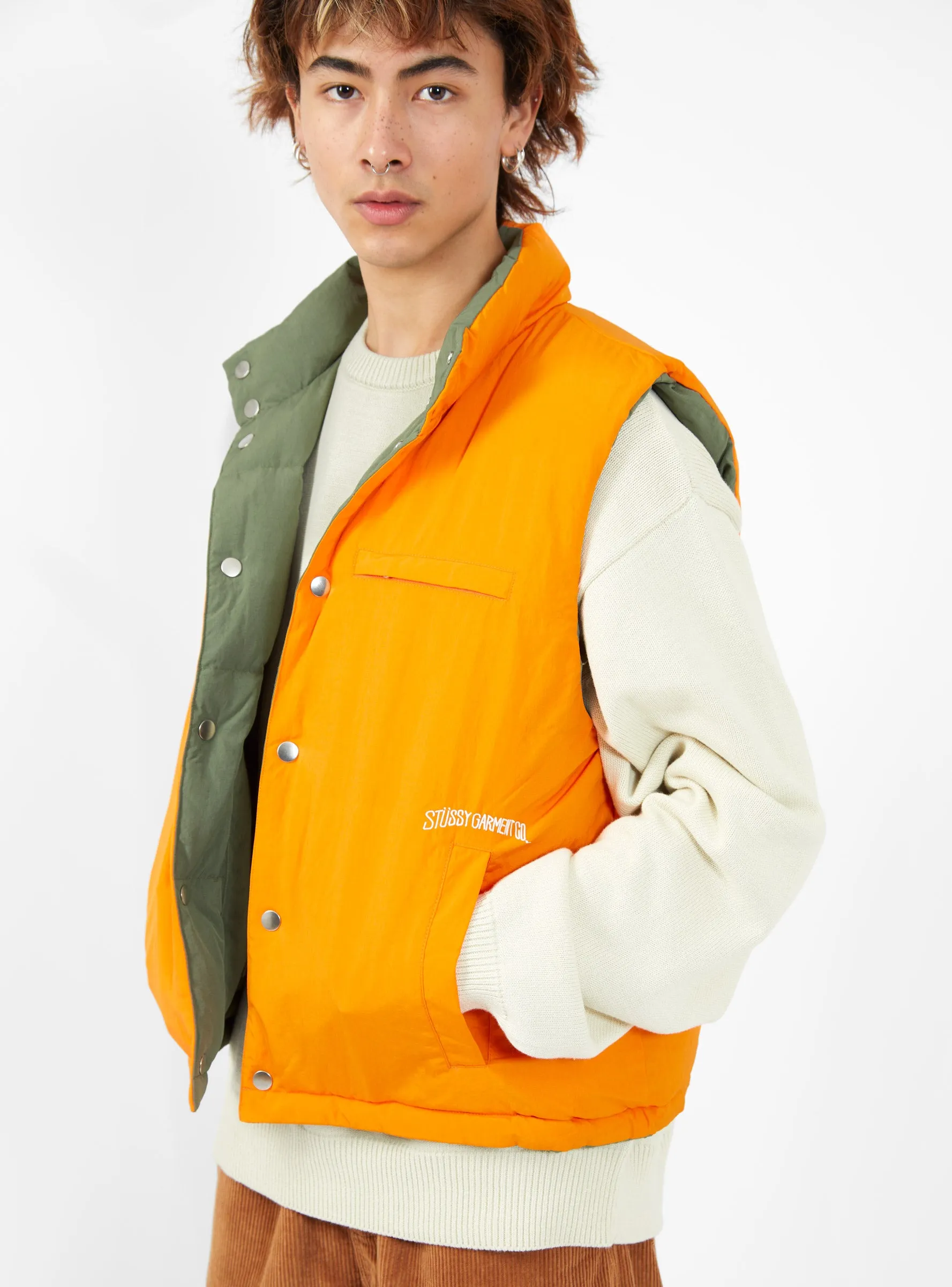 Workgear Reversible Down Vest Olive & Orange