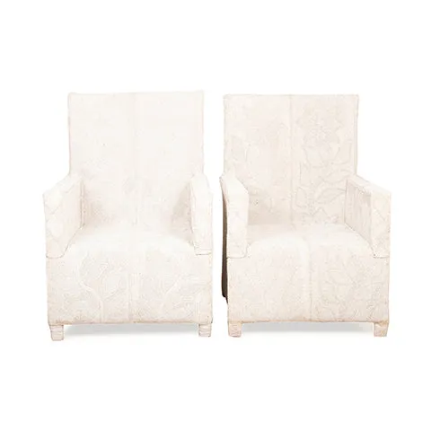 Yoruba Beaded Arm Chair Set of 2 | White