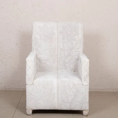 Yoruba Beaded Arm Chair Set of 2 | White